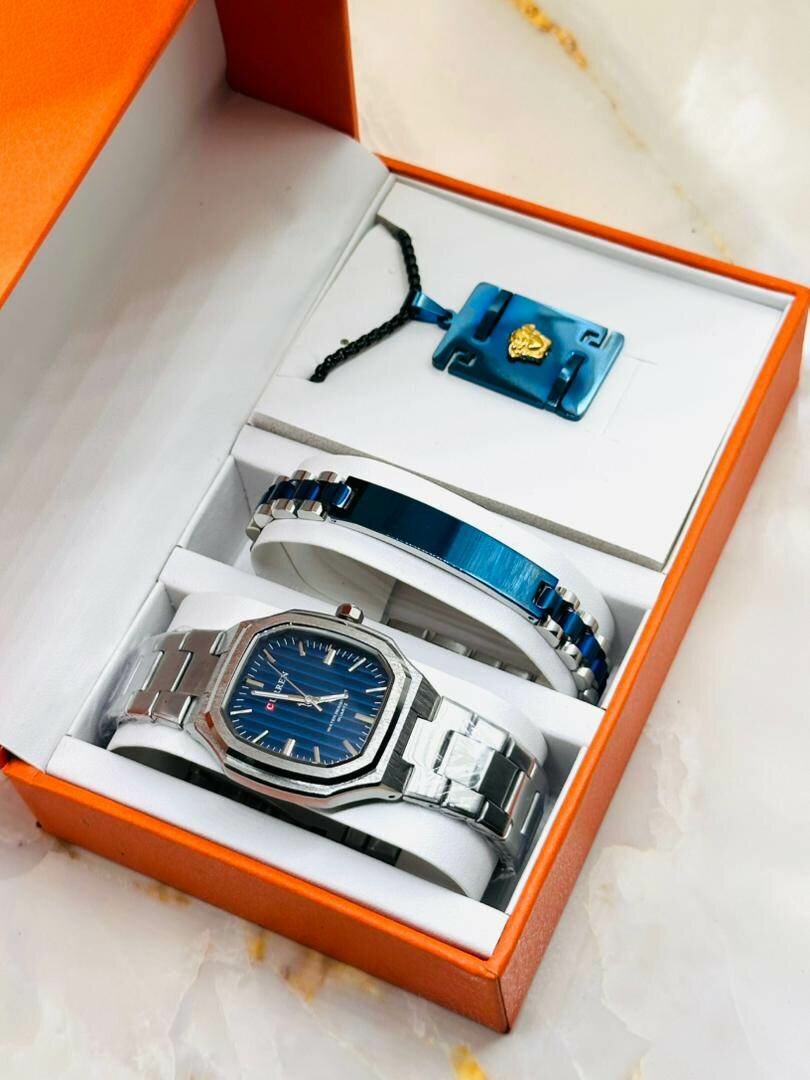 Montre homme avec bracelet et pendentif