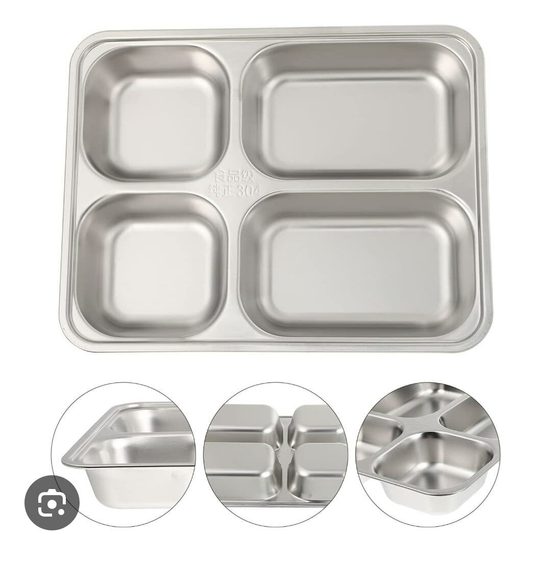 Plateau en inox à 4 compartiments