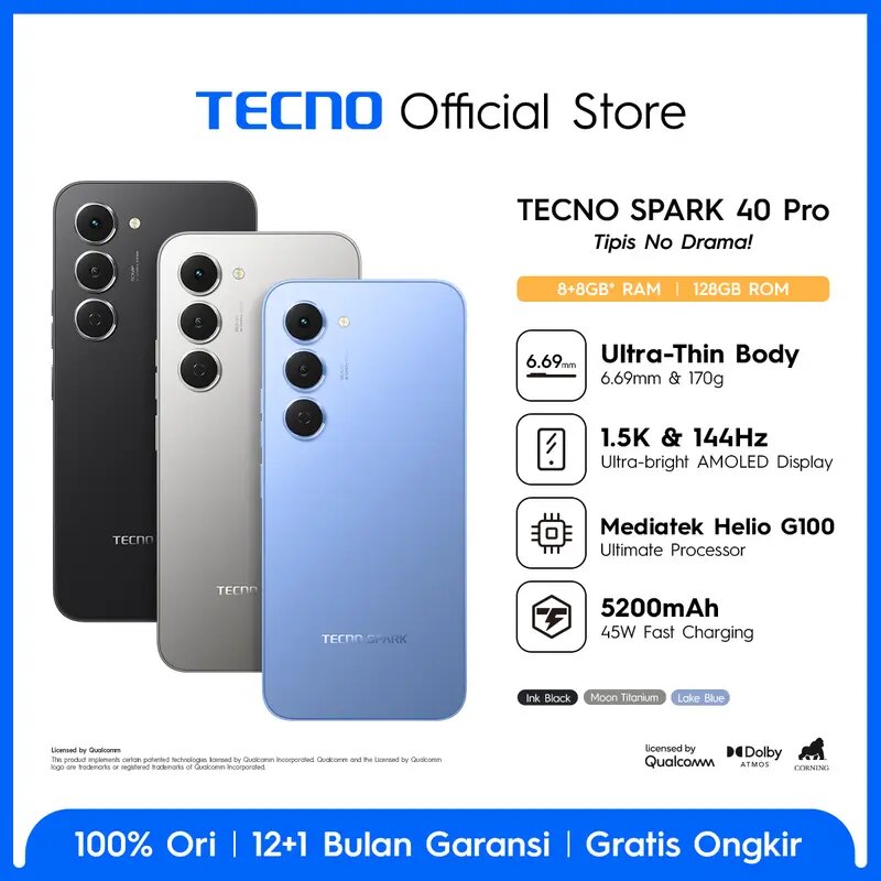 Tecno Spark 40Pro 128GB 8+8RAM