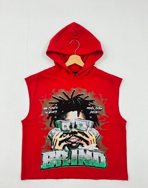 Sweat sans manches hoodie rouge