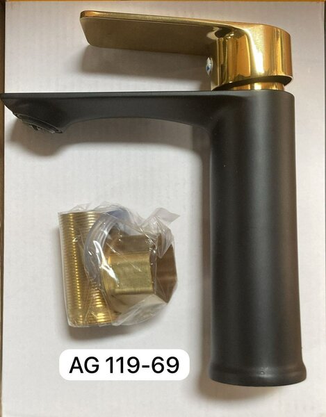 Mitigeur de lavabo moderne noir et or