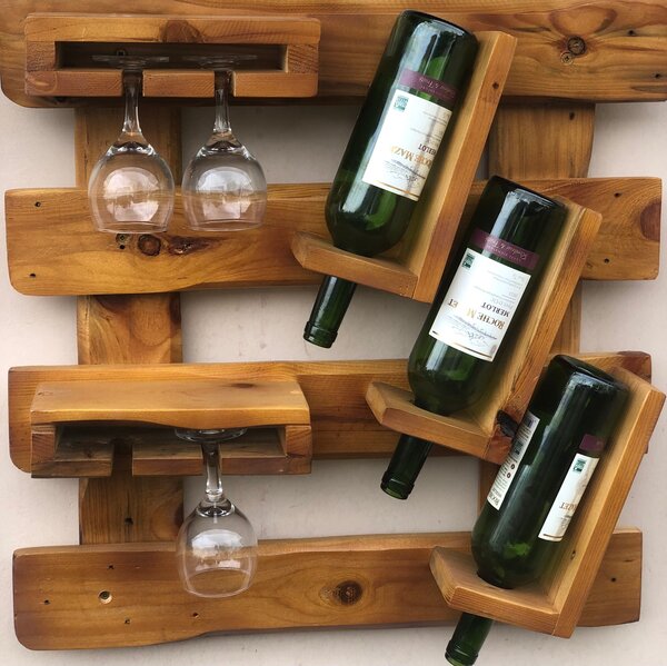 Étagère murale à vin bois
