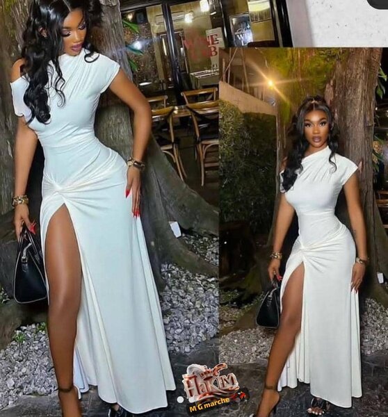 Robe Blanche Élégante Fendue