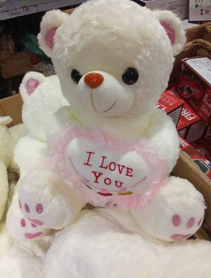 Ours en peluche blanc 'I Love You'