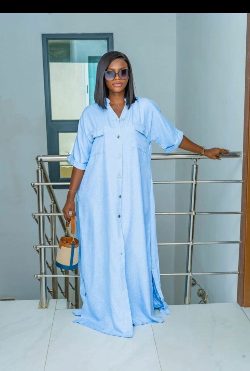 Robe longue en jean pour femme