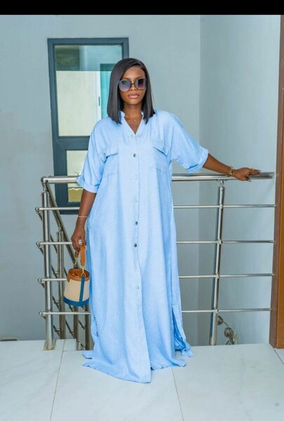 Robe longue en jean pour femme