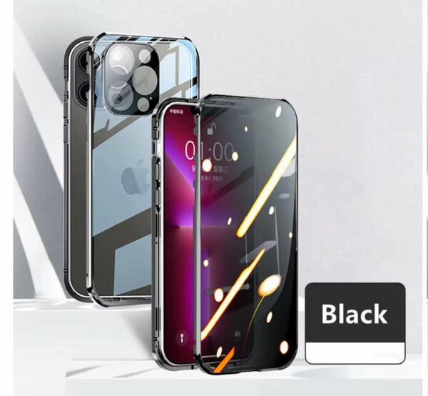 Coque magnétique en verre noir