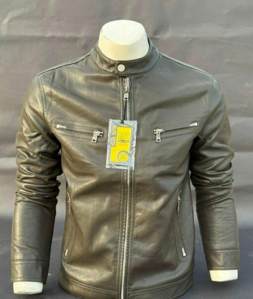 Blouson en cuir marron