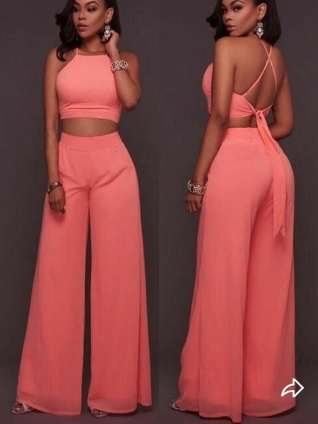 Ensemble top et pantalon rose