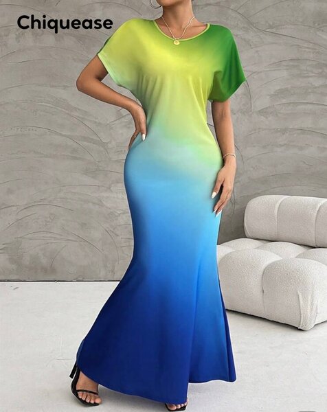 Robe Longue Dégradé Élégante