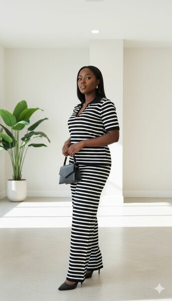 Ensemble rayé féminin élégant