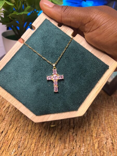 Collier Croix Doré Strass