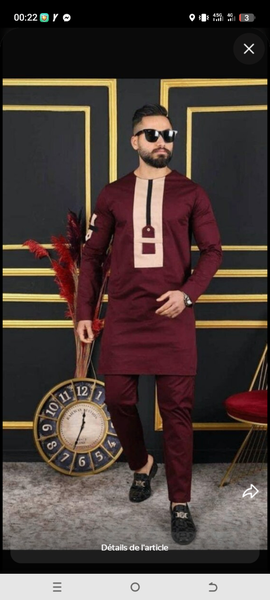 Tunique Homme ensemble élégant