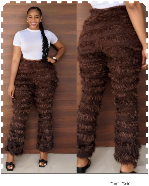 Pantalon à franges marron