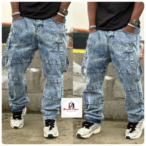 Jean cargo délavé tendance