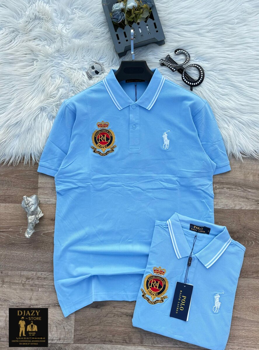Polo Homme Bleu Élégant