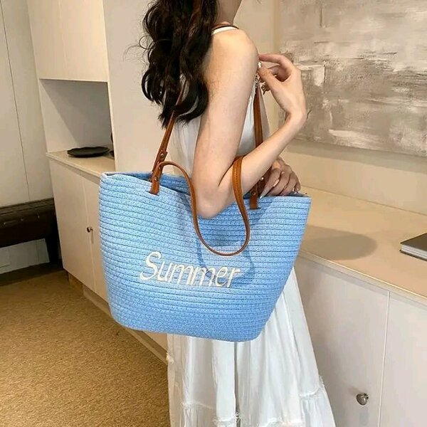 Sac de plage en paille "Summer"