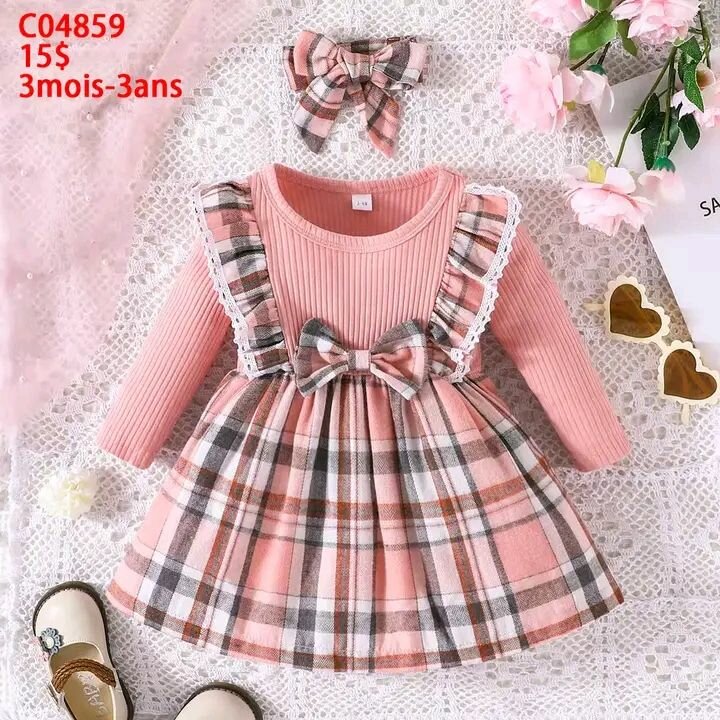 Robe bébé fille à carreaux