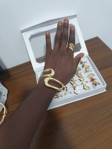 Bracelet et bague serpent dorés