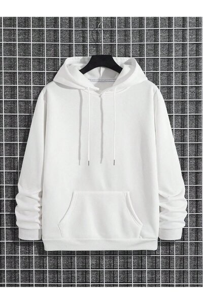 Sweat à capuche blanc unisexe