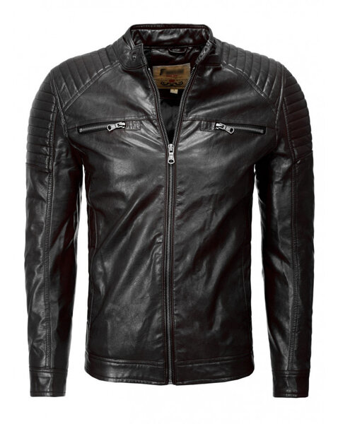 Blouson en cuir noir pour homme