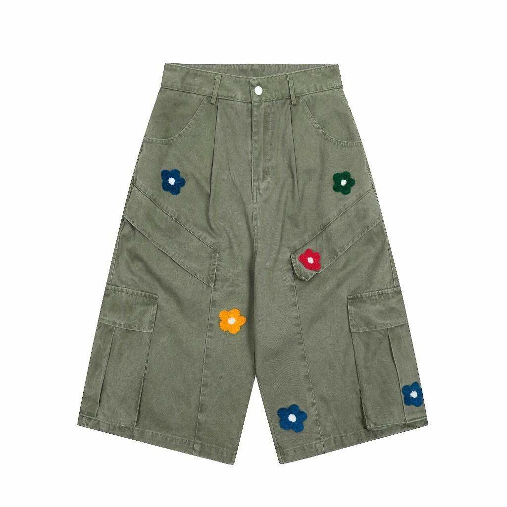 Pantalon cargo floral stylé