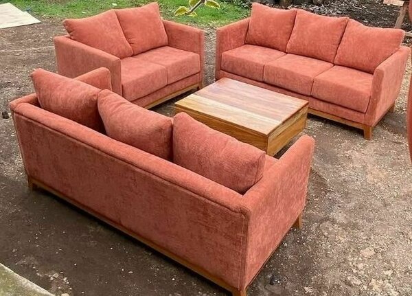Ensemble canapé 4 places en velours rouge