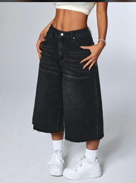 Pantalon culotte en jean noir