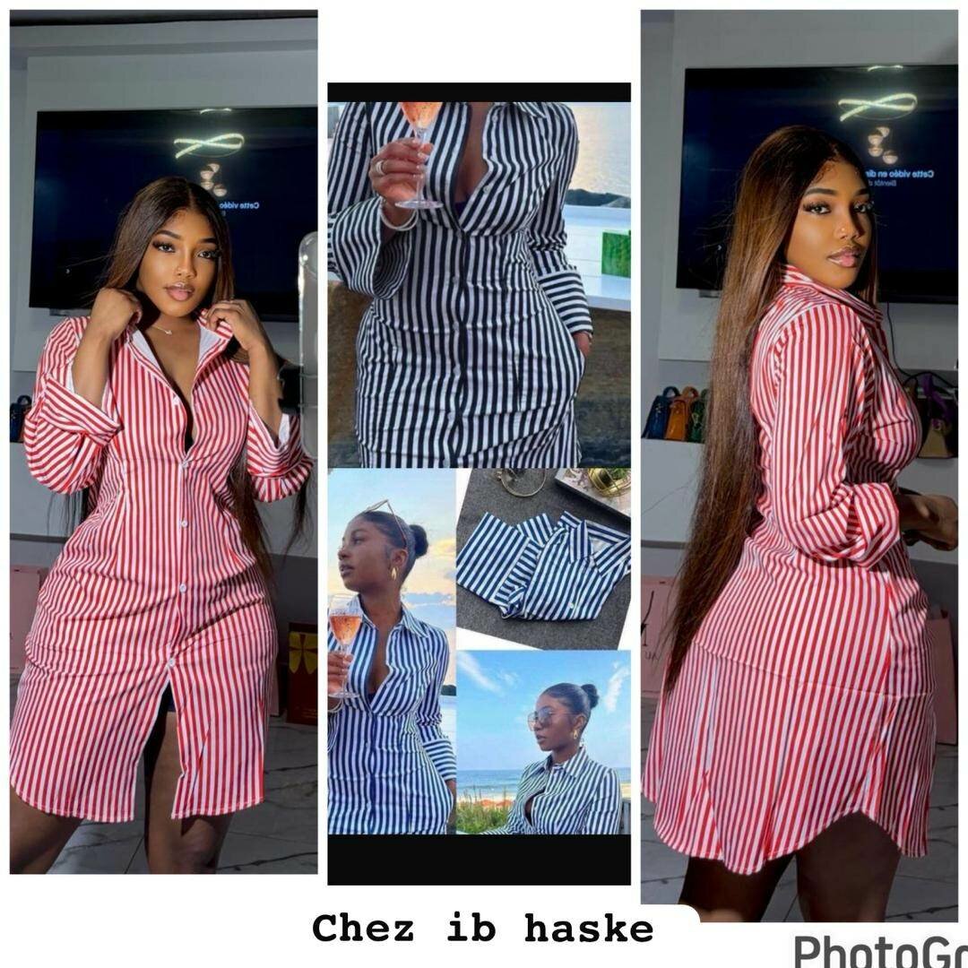 Robe Élégante à Rayures