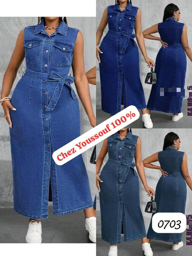 Robe longue en jean pour femme