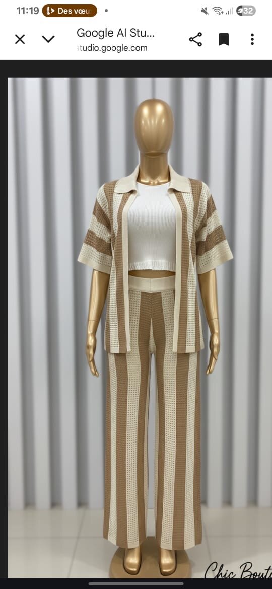 Ensemble tricot rayé chic