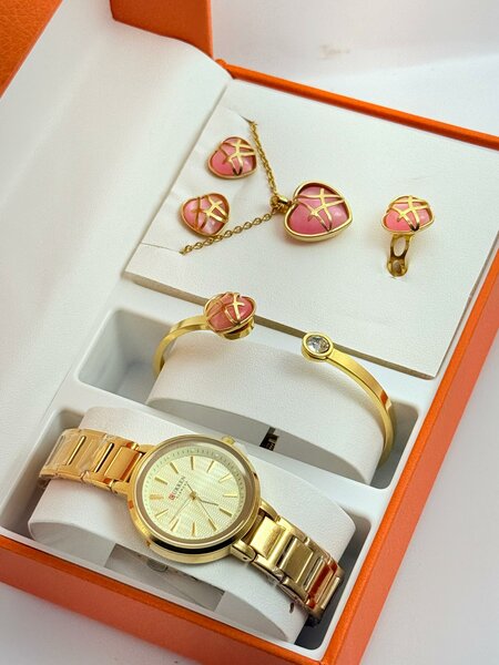 Ensemble Bijoux Doré et Rose