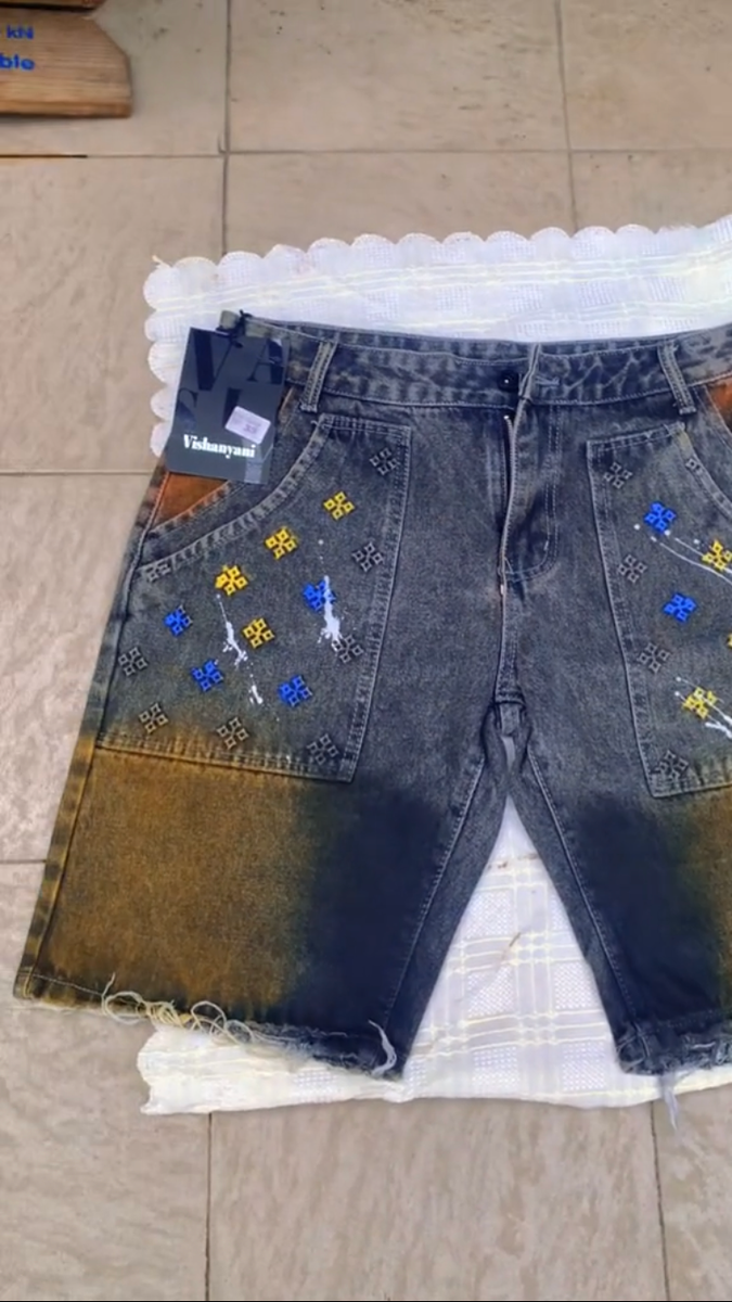 Shorts en jean brodés homme