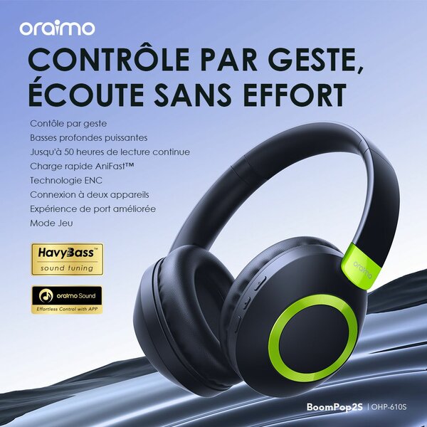 Casque audio oraimo BoomPop2S noir