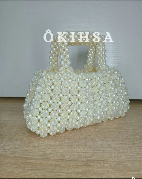 Sac à main femme perlé blanc