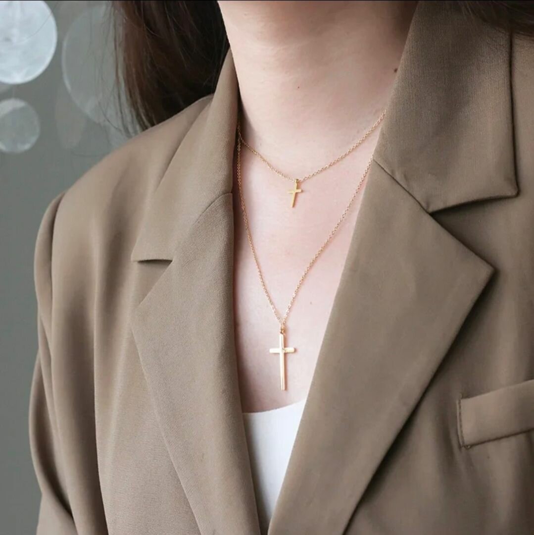 Gold Cross Layered Necklace