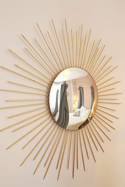 Miroir rond élégant doré