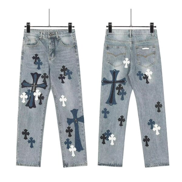 Jeans avec motifs croix uniques