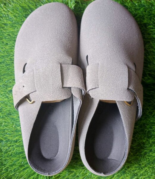 Mules en cuir gris pour femme