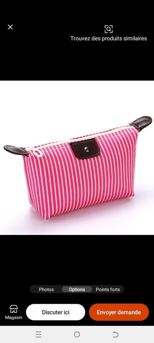 Trousse à maquillage rayée