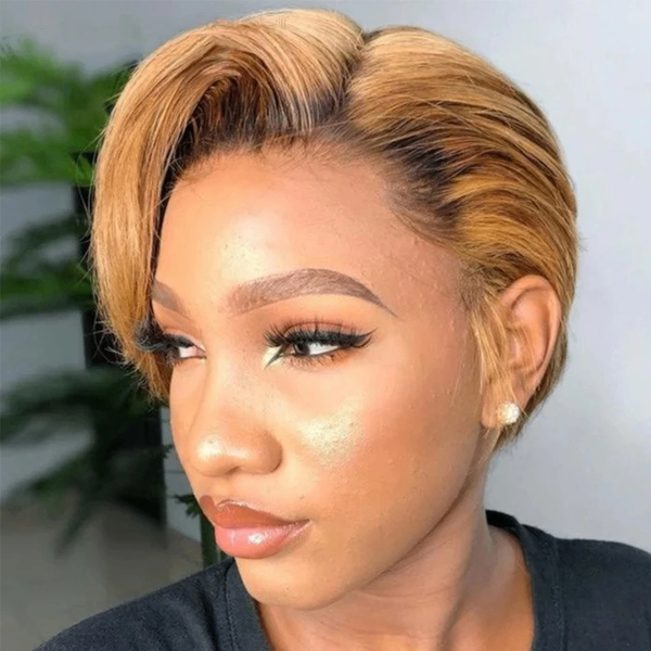 Perruque courte avant-toit en dentelle