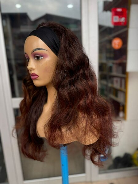 Perruque Headband Marron Ondulé