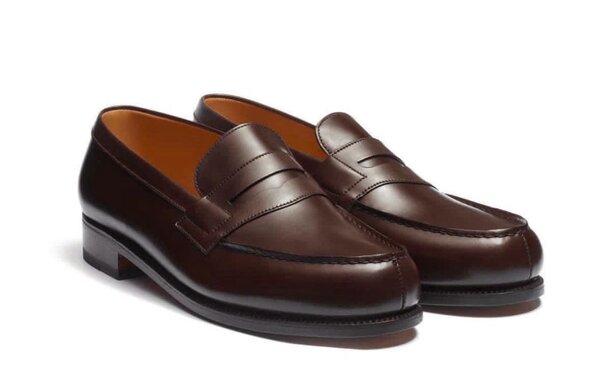 Chaussures mocassin en cuir marron