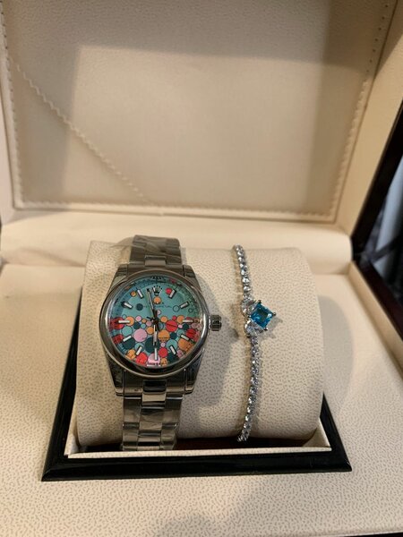 Silver Watch with Blue Diamond Bracelet