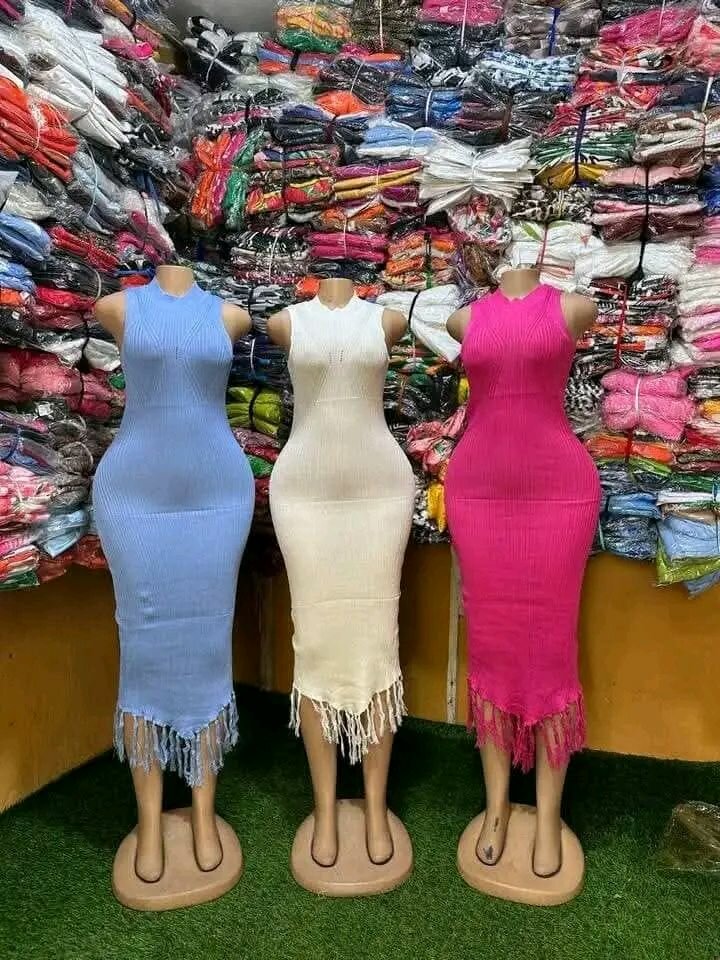 Robe longue frangée élégante