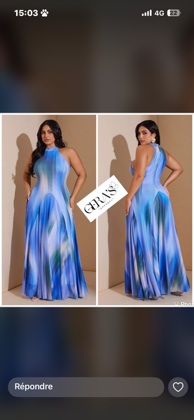 Robe longue bleue élégante