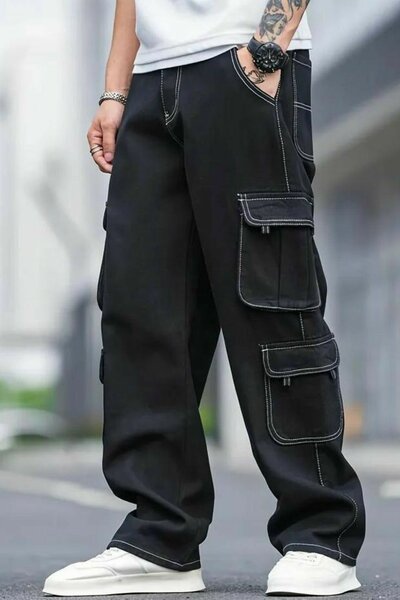 Pantalon cargo noir homme