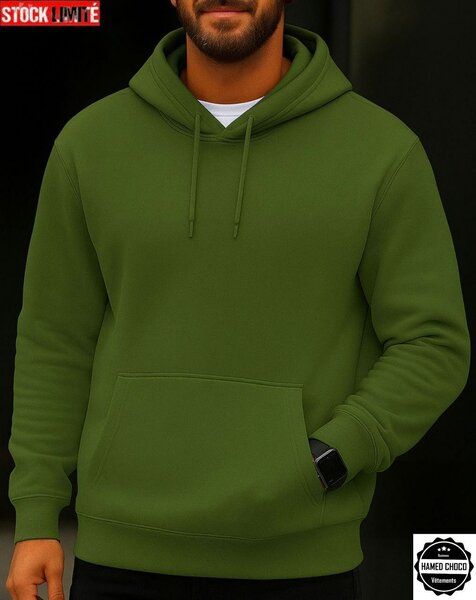 Sweat à capuche homme vert - Confort et style