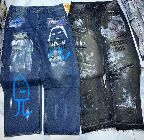 Jeans personnalisé graffiti unisexe