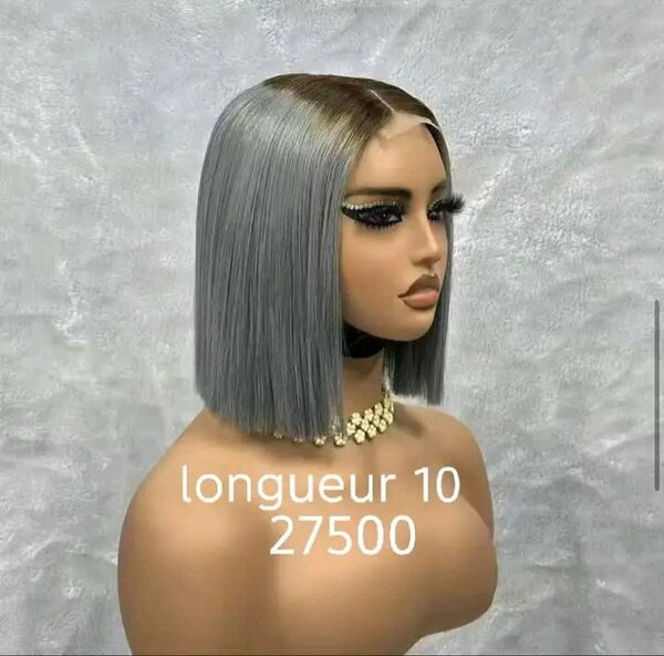 Perruque Carré Gris Chic